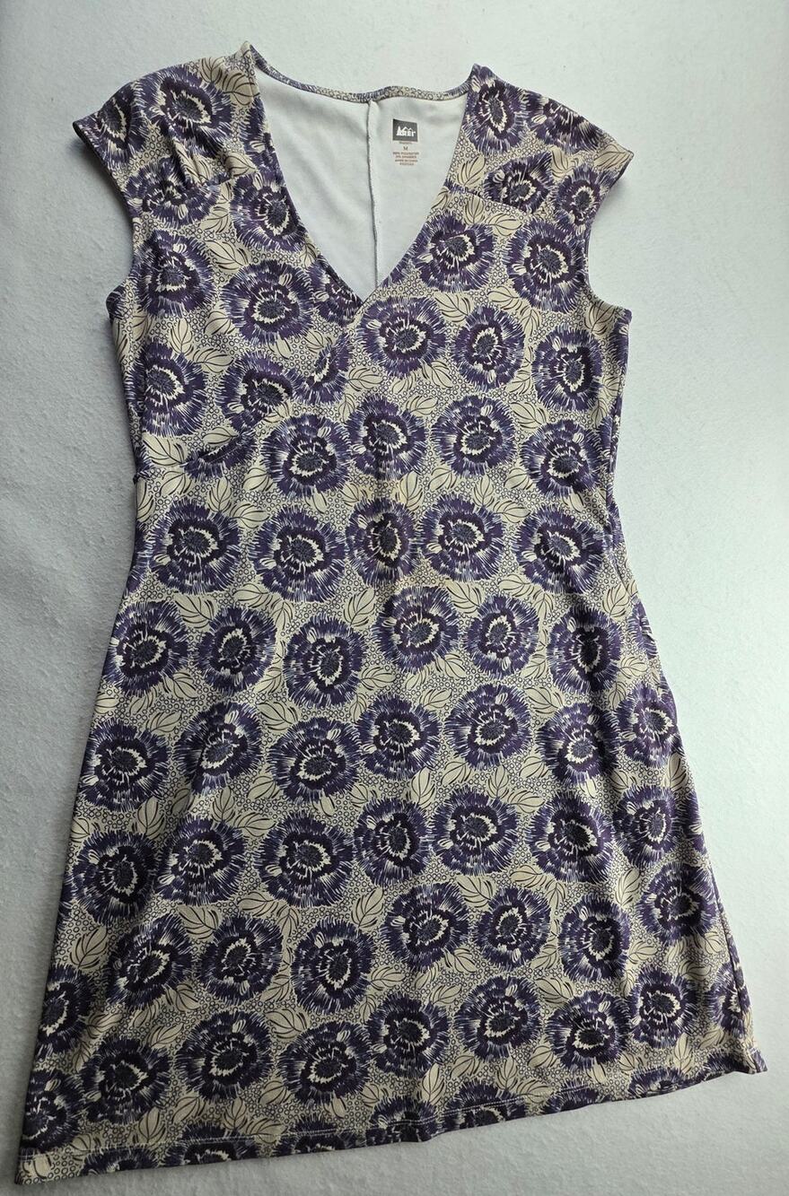 REI Women's V Neck Short Sleeve Mini Dress Size Medium